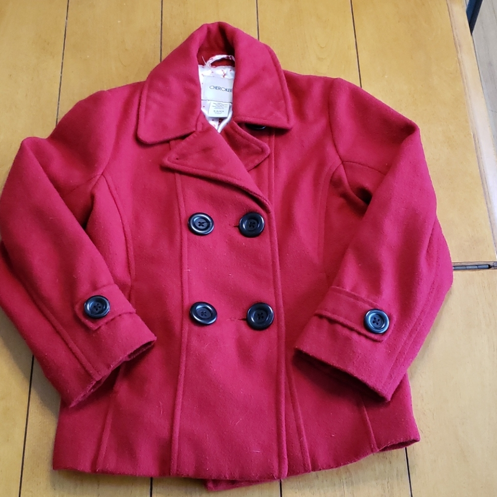 Girl's Red Pea Coat